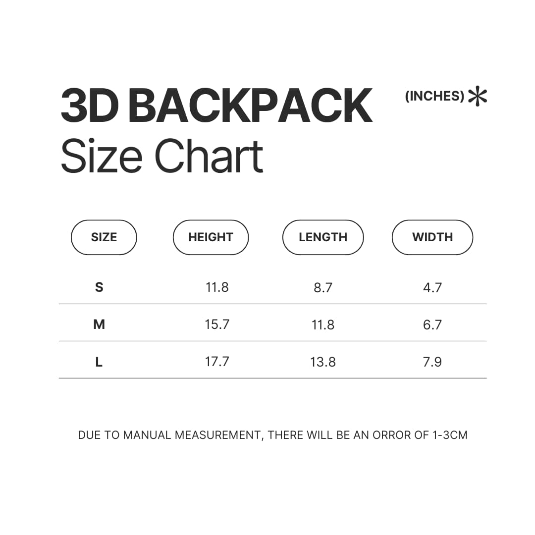 3D Backpack Size Chart - Ao Haru Ride Store