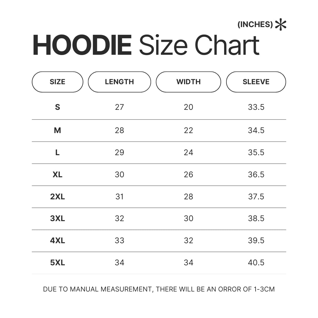 Hoodie Size Chart - Ao Haru Ride Store