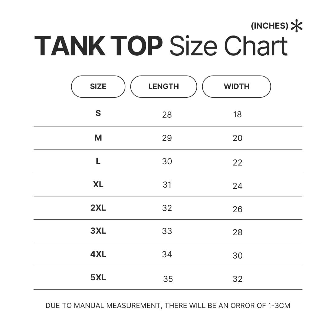 Tank Top Size Chart - Ao Haru Ride Store