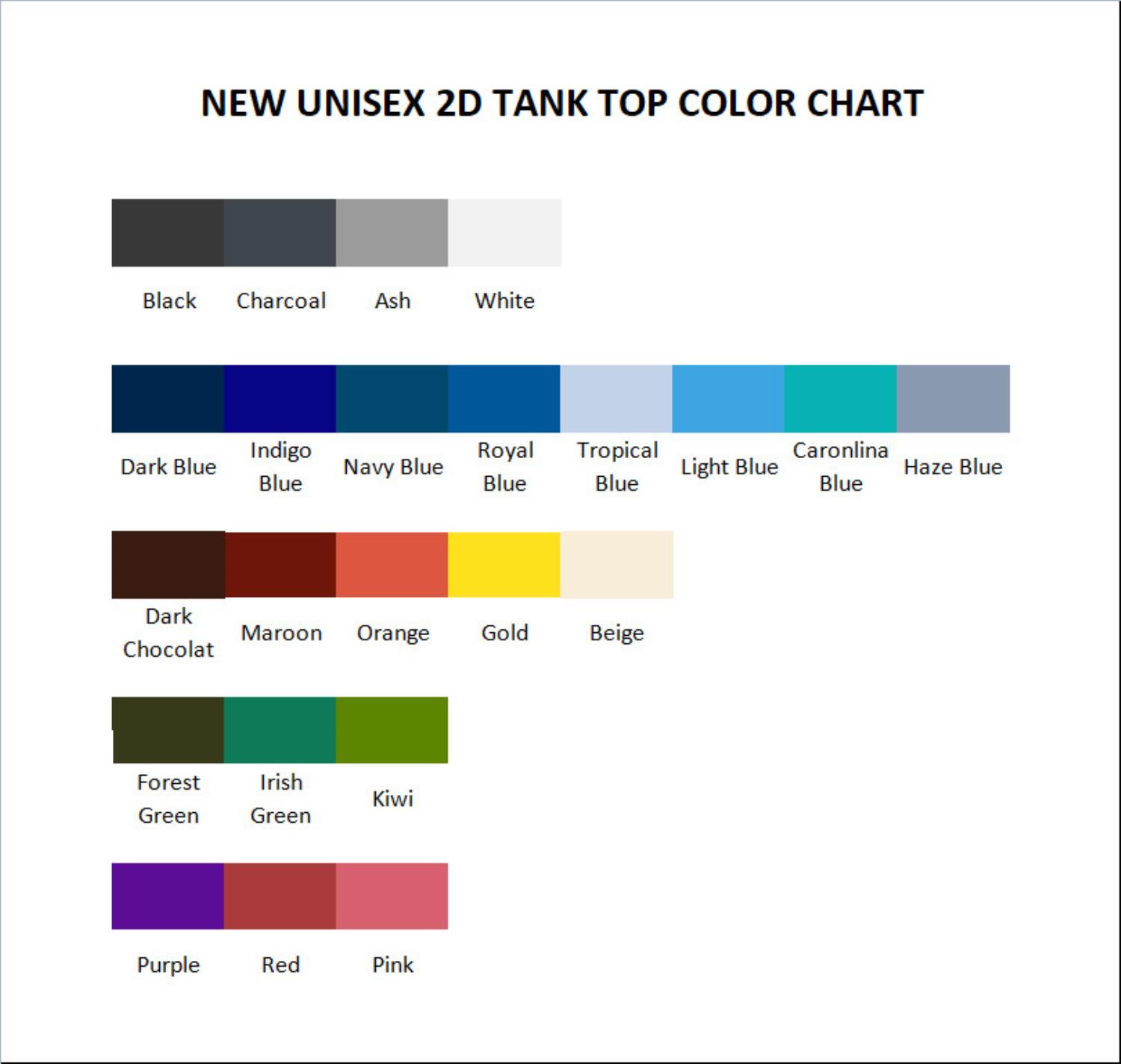tank top color chart - Ao Haru Ride Store