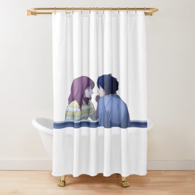 Blue Spring Ride Kou And Futaba Shower Curtain