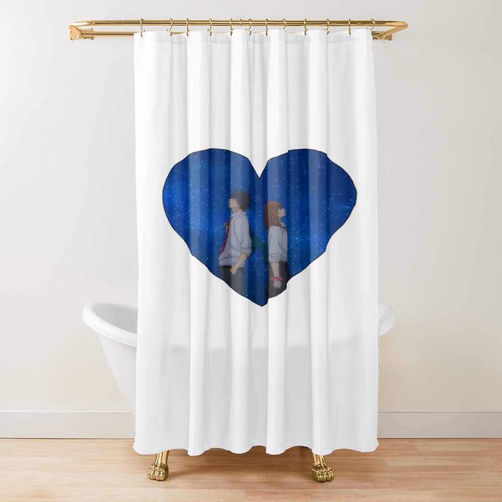 Ao Haru Ride Kou And Futaba Heart Shower Curtain