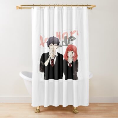 Blue Spring Ride Futaba Yoshioka And Mabuchi Kou Shower Curtain