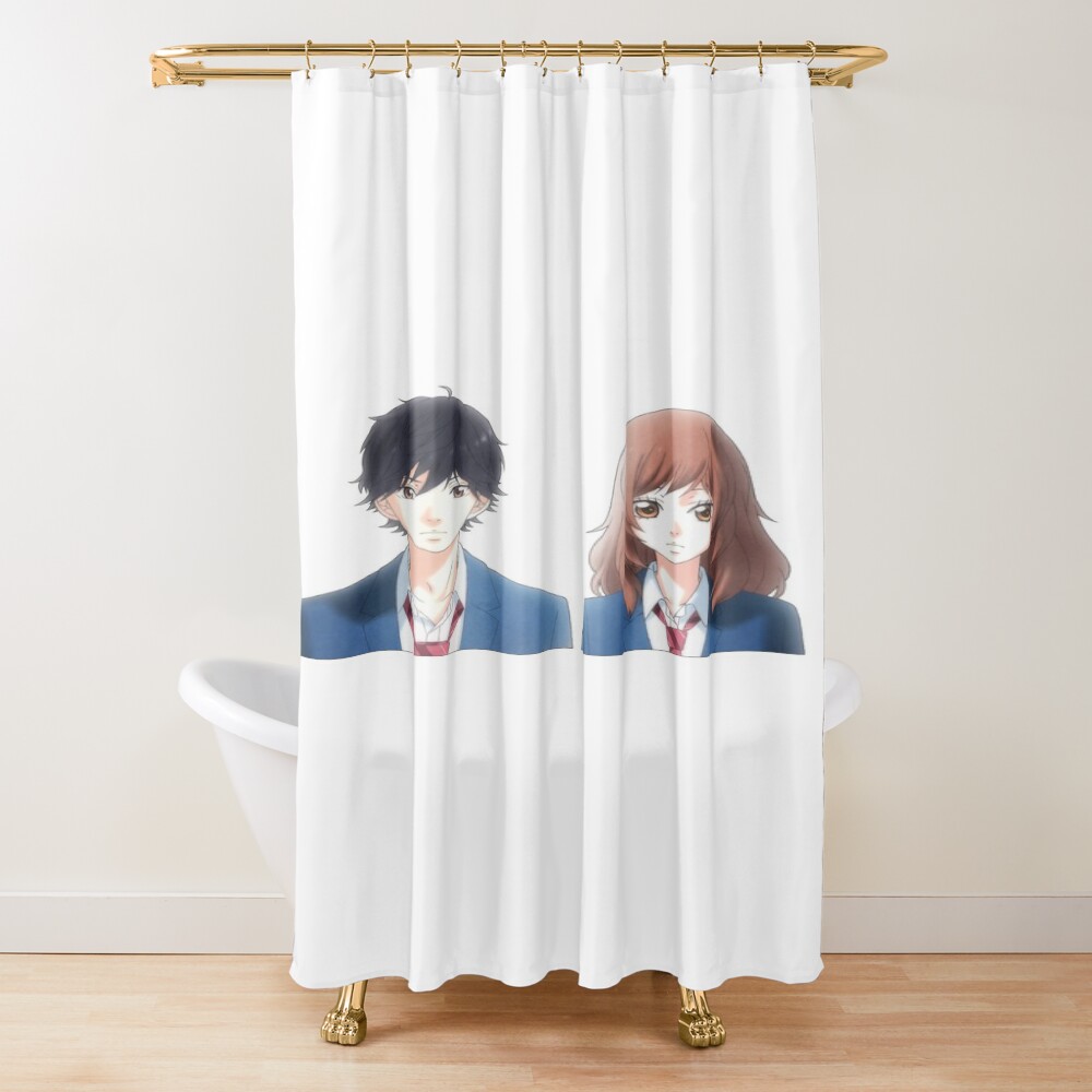 Blue Spring Ride Kou And Futaba Collection Shower Curtain